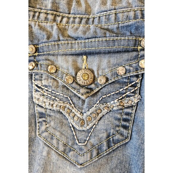 Harley-Davidson Women’s Tapered Jeans Embroidered Rhinestone 28W Sz:6 Y2K - Picture 9 of 16